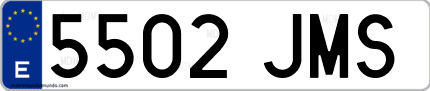 Ejemplo de matrícula de coche ordinaria 5502 JMS