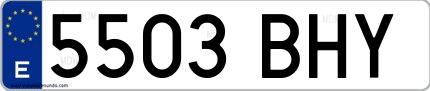 Ejemplo de matrícula española 5503 BHY