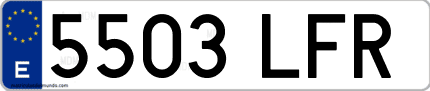 Ejemplo de matrícula de coche ordinaria 5503 LFR