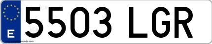 Ejemplo de matrícula española 5503 LGR