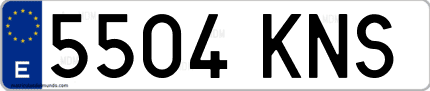 Ejemplo de matrícula de coche ordinaria 5504 KNS