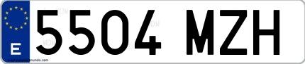 Ejemplo de matrícula española 5504 MZH