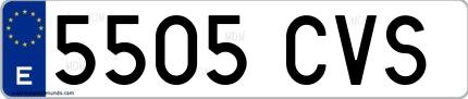 Ejemplo de matrícula española 5505 CVS