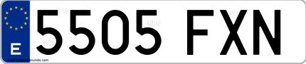 Ejemplo de matrícula española 5505 FXN