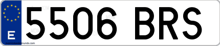 Ejemplo de matrícula de coche ordinaria 5506 BRS