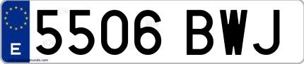 Ejemplo de matrícula española 5506 BWJ
