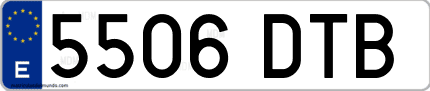 Ejemplo de matrícula de coche ordinaria 5506 DTB