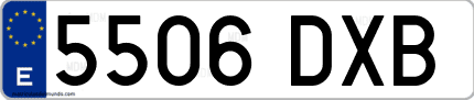 Ejemplo de matrícula de coche ordinaria 5506 DXB