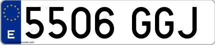Ejemplo de matrícula de coche ordinaria 5506 GGJ