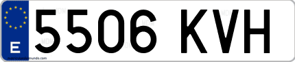 Ejemplo de matrícula de coche ordinaria 5506 KVH