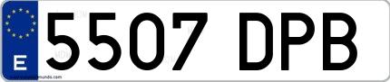 Ejemplo de matrícula española 5507 DPB