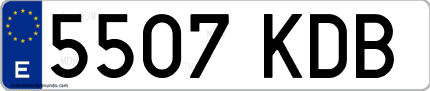 Ejemplo de matrícula de coche ordinaria 5507 KDB