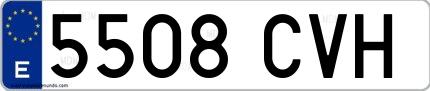 Ejemplo de matrícula española 5508 CVH