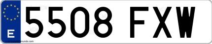 Ejemplo de matrícula española 5508 FXW