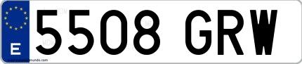 Ejemplo de matrícula española 5508 GRW