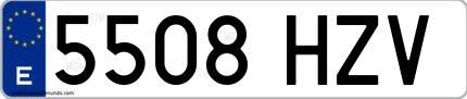Ejemplo de matrícula española 5508 HZV
