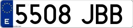 Ejemplo de matrícula española 5508 JBB
