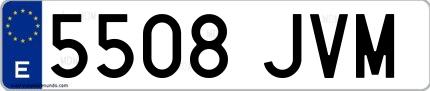 Ejemplo de matrícula española 5508 JVM