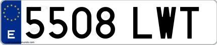 Ejemplo de matrícula española 5508 LWT