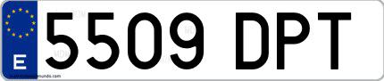 Ejemplo de matrícula española 5509 DPT
