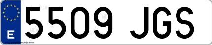 Ejemplo de matrícula española 5509 JGS