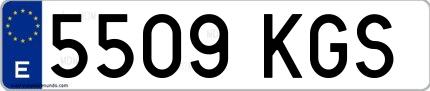 Ejemplo de matrícula española 5509 KGS