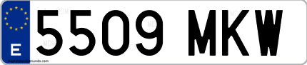Ejemplo de matrícula de coche ordinaria 5509 MKW