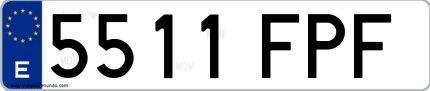 Ejemplo de matrícula española 5511 FPF
