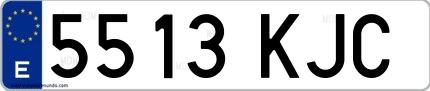 Ejemplo de matrícula española 5513 KJC
