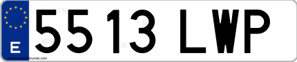 Ejemplo de matrícula de coche ordinaria 5513 LWP