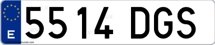 Ejemplo de matrícula de coche ordinaria 5514 DGS