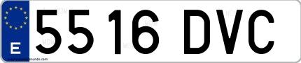Ejemplo de matrícula española 5516 DVC