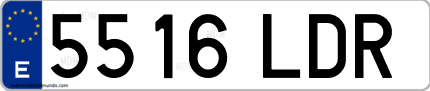 Ejemplo de matrícula de coche ordinaria 5516 LDR