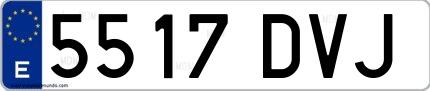 Ejemplo de matrícula española 5517 DVJ