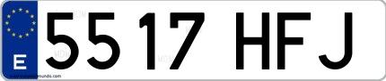 Ejemplo de matrícula española 5517 HFJ