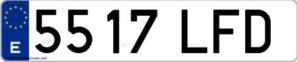 Ejemplo de matrícula española 5517 LFD