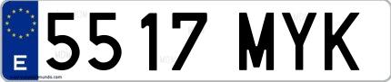 Ejemplo de matrícula española 5517 MYK