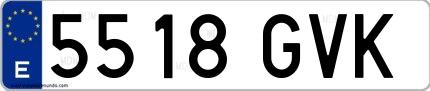 Ejemplo de matrícula española 5518 GVK