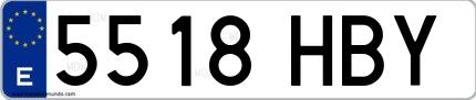 Ejemplo de matrícula española 5518 HBY