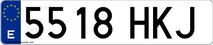 Ejemplo de matrícula española 5518 HKJ