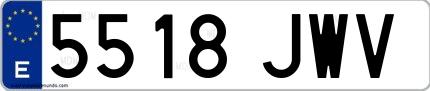Ejemplo de matrícula española 5518 JWV