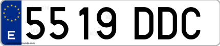 Ejemplo de matrícula de coche ordinaria 5519 DDC