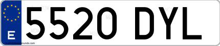 Ejemplo de matrícula española 5520 DYL