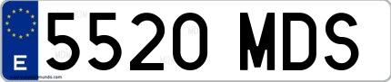 Ejemplo de matrícula española 5520 MDS