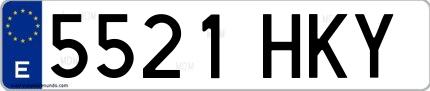Ejemplo de matrícula española 5521 HKY