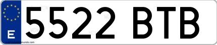 Ejemplo de matrícula española 5522 BTB