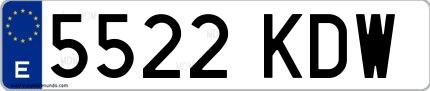 Ejemplo de matrícula española 5522 KDW