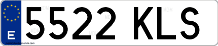 Ejemplo de matrícula de coche ordinaria 5522 KLS