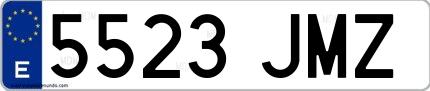 Ejemplo de matrícula española 5523 JMZ
