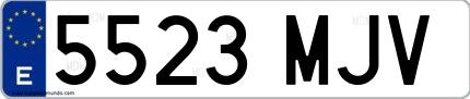 Ejemplo de matrícula española 5523 MJV